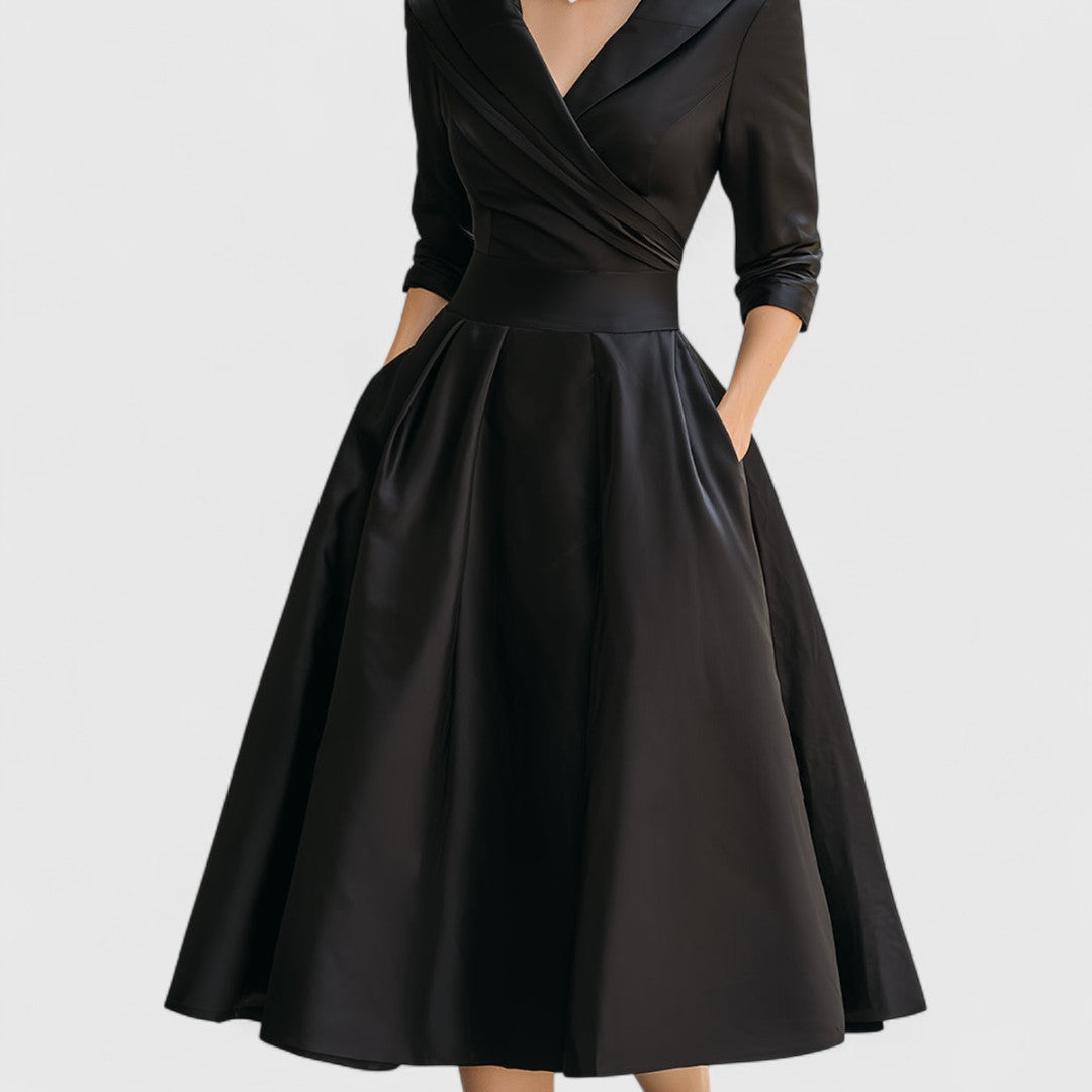 Lucille | Women's V-Neck A-Line Midi Dress
