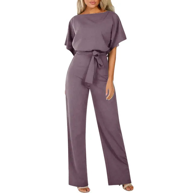 Lucy | Women's Wide Leg Belted Jumpsuit