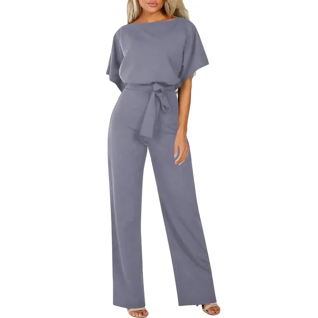 Lucy | Women's Wide Leg Belted Jumpsuit