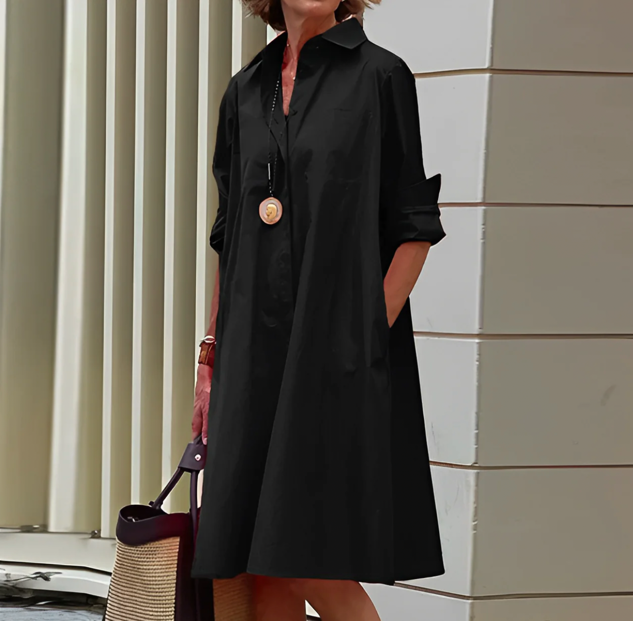 Madeline | Women's Long Sleeve A-Line Midi Dress