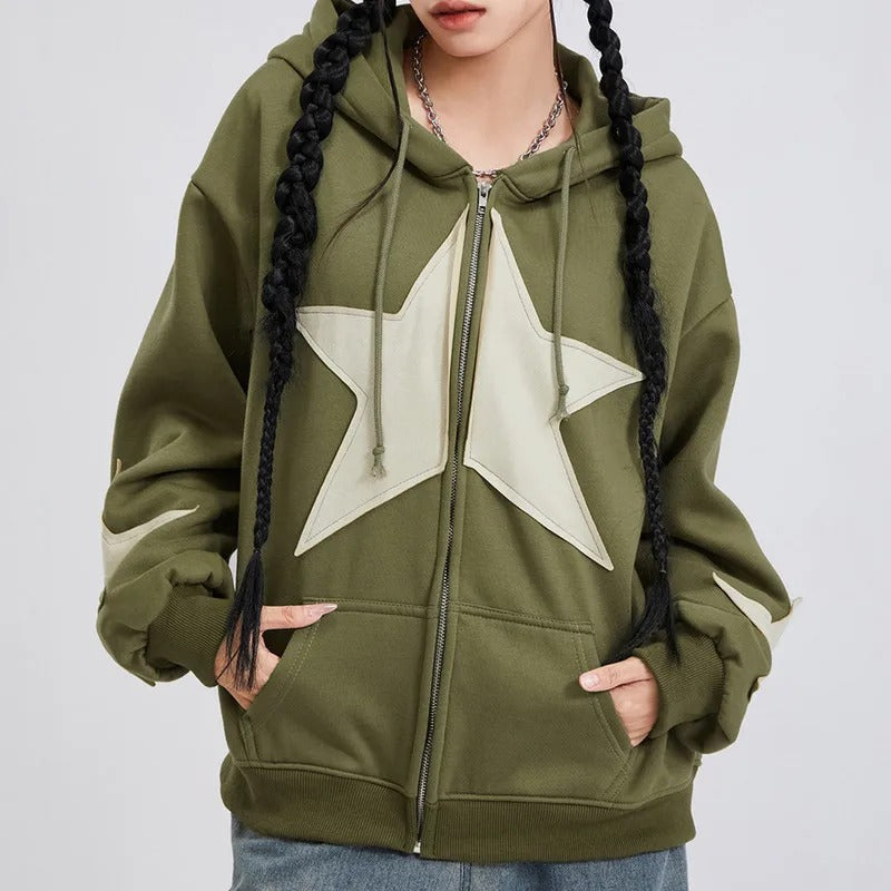 Nathalie | Women's star pattern zip hoodie