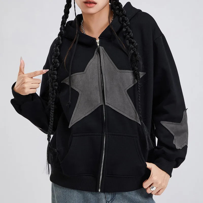 Sabina | Women's star pattern zip hoodie