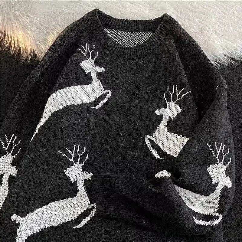 Josefina® | Warm knitted sweater with a Christmas deer print for women