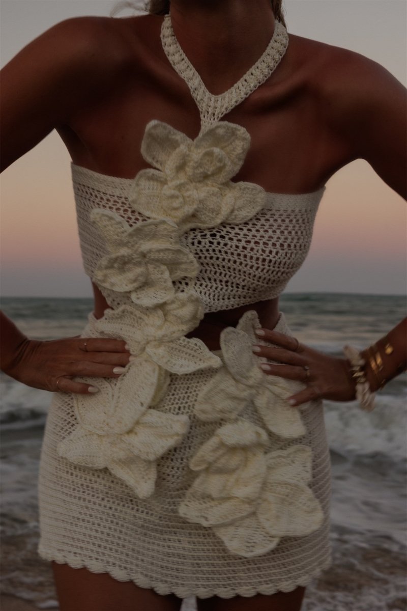 Marta® | Halterneck Floral Knit Mini Dress