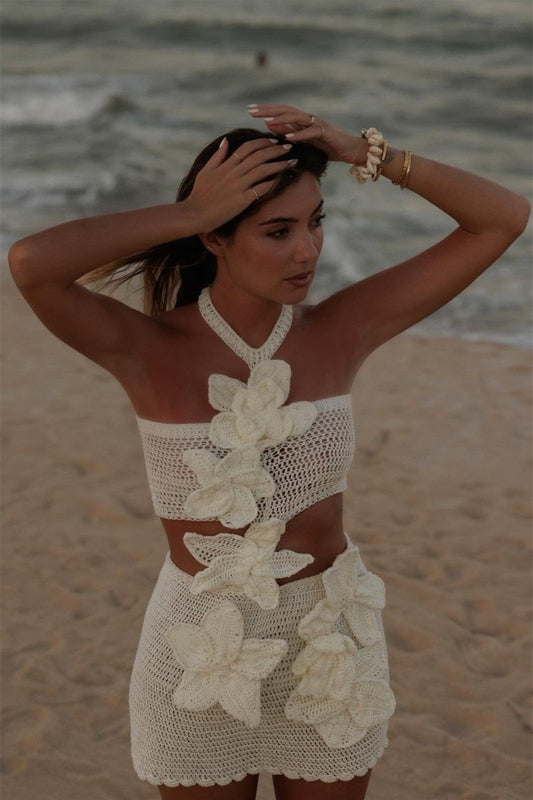 Marta® | Halterneck Floral Knit Mini Dress