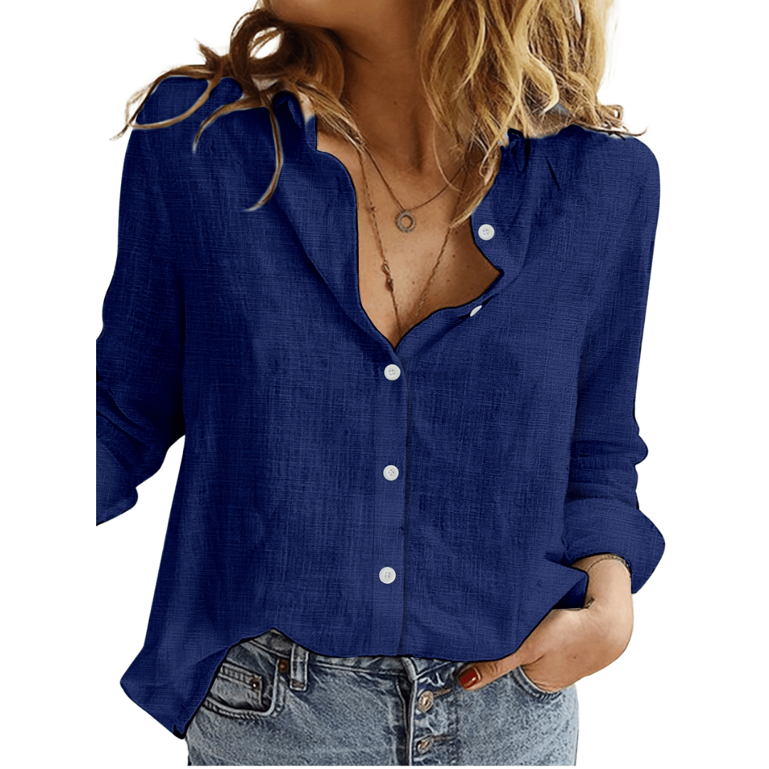 Milagros® | Blouse and lin femme style decontracté boutonnée coupe fluide