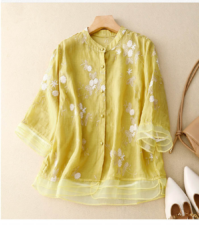 Maureen | Women's Button-Down Floral Blouse