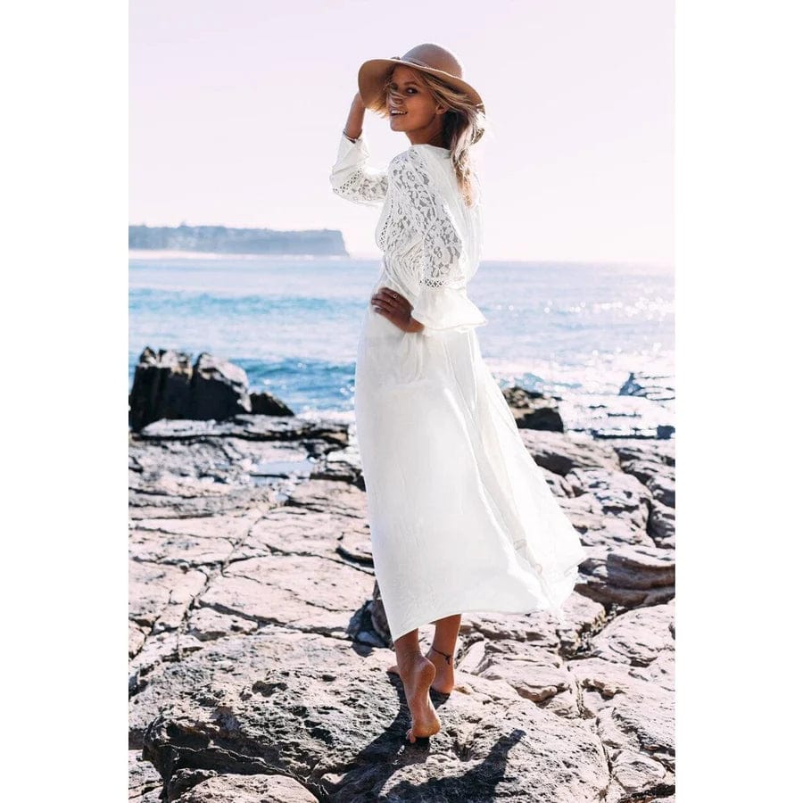Leire® | Women's boho long dress with deep V-neck