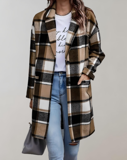 Fabiola | Oversized and long checked jacket