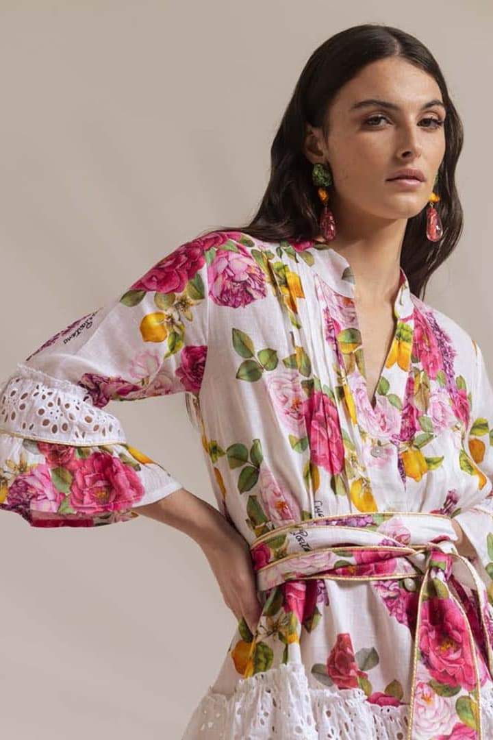 María José® | Printed Mini Dress With Ruffles And Lace Trim