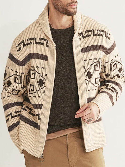 Joel | Men's Shawl Collar Patterned Cardigan