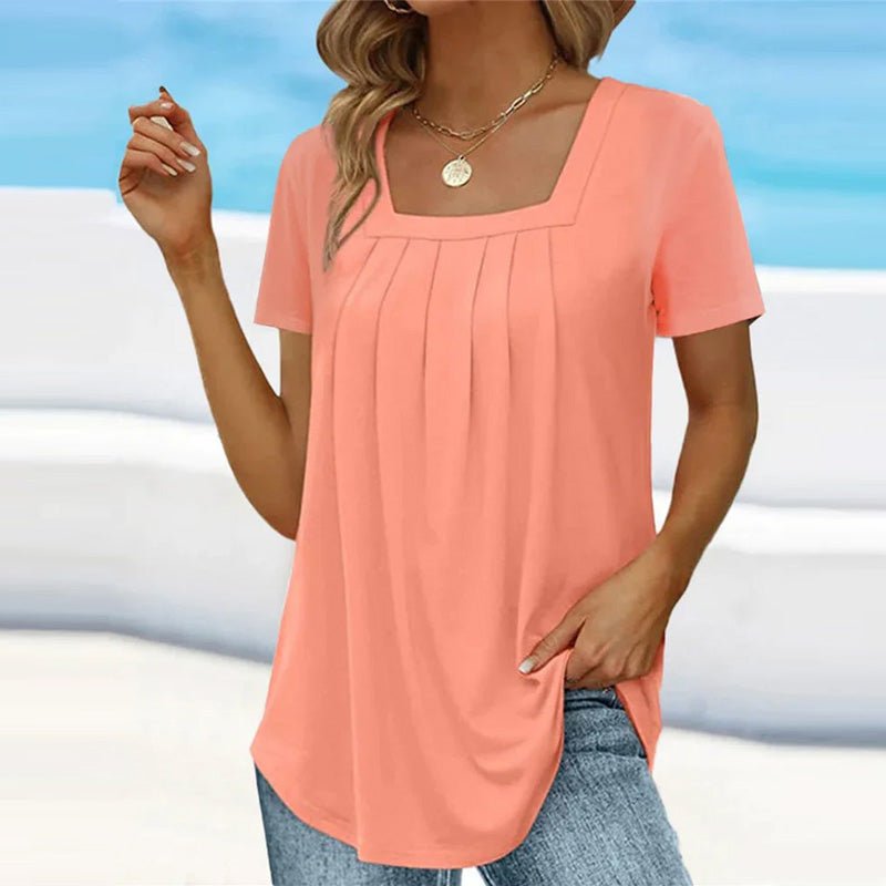Michaela | Women's Square Neck Pleated Top