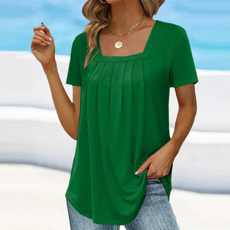 Michaela | Women's Square Neck Pleated Top