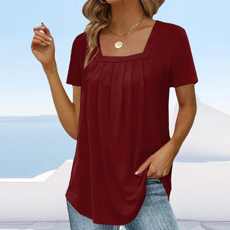 Michaela | Women's Square Neck Pleated Top