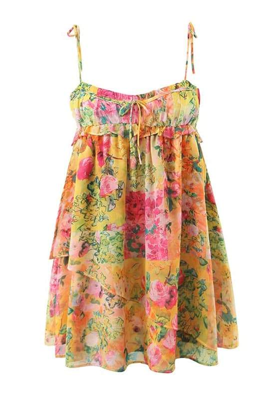 Leonor® | Chiffon Mini Dress With Floral Print