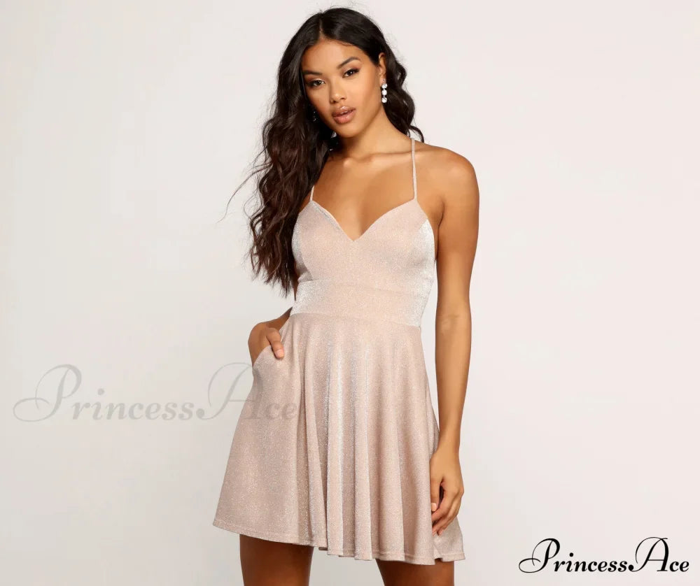 More Sparkle Stylish Skater Mini Dress