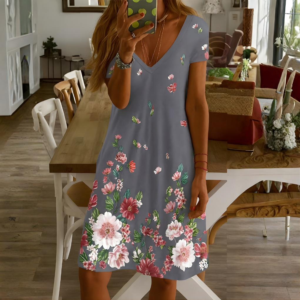 Morgan | Women's V-Neck A-Line Midi Dress