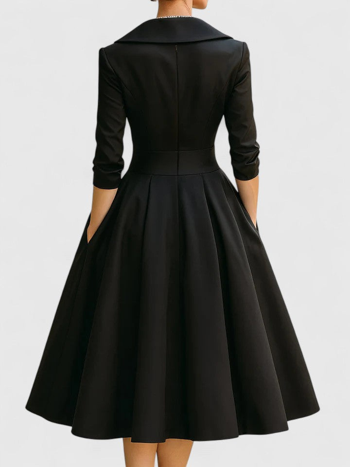 Nadia | Women's V-Neck A-Line Midi Dress