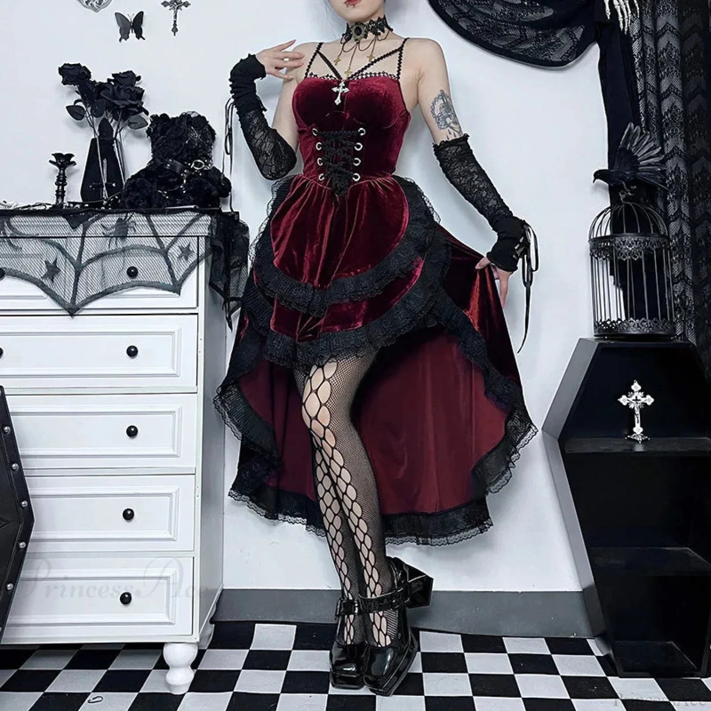 Obscure Attractive Cinch Waist Pull Midi Dress