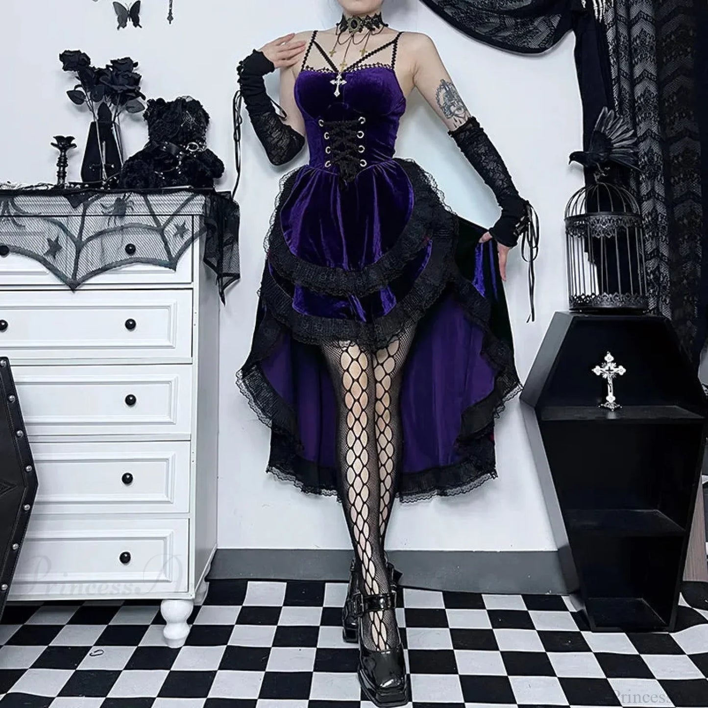 Obscure Attractive Cinch Waist Pull Midi Dress