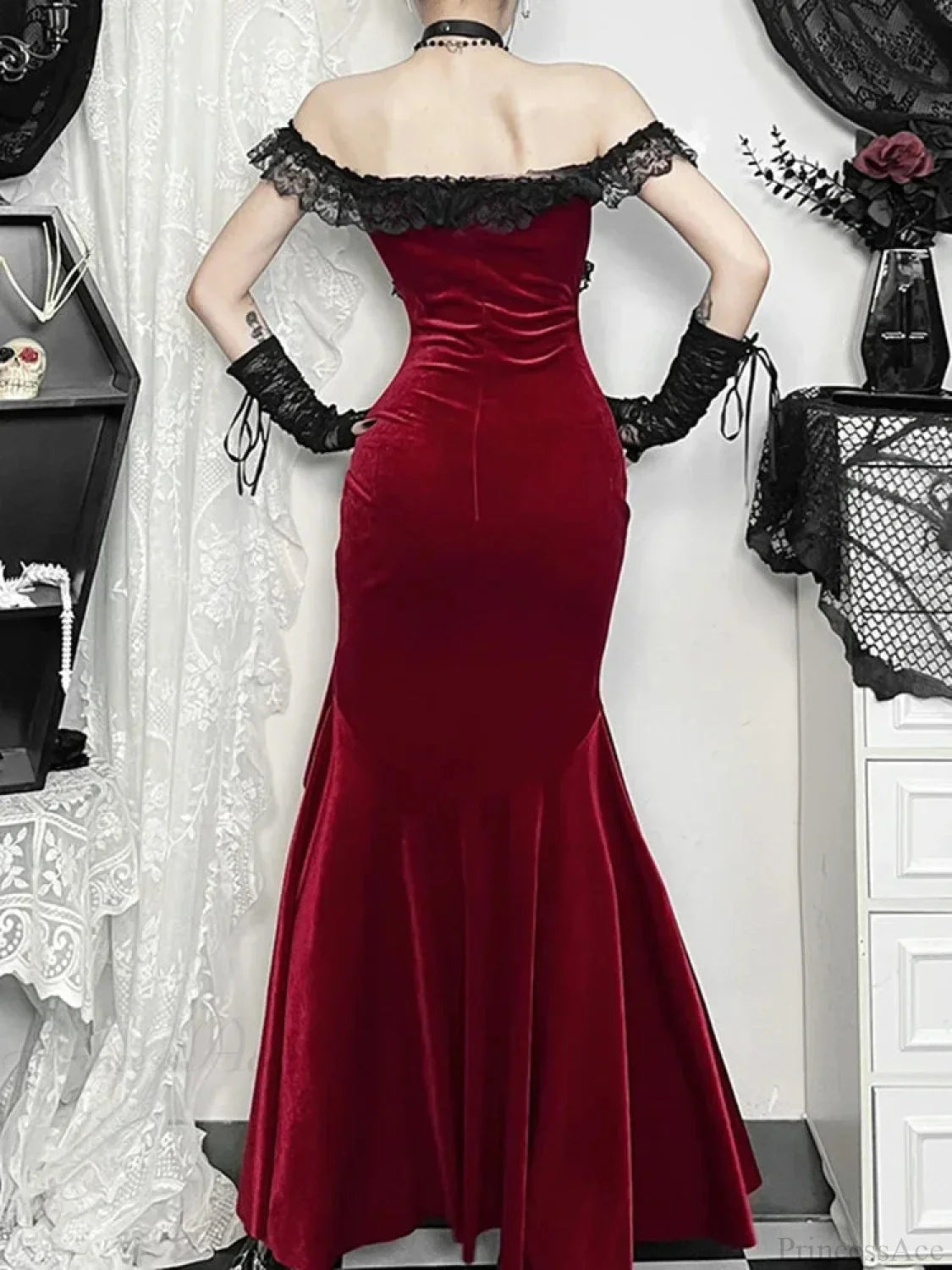 Palatial Fashion Lace Empty Out Full-Length Dress