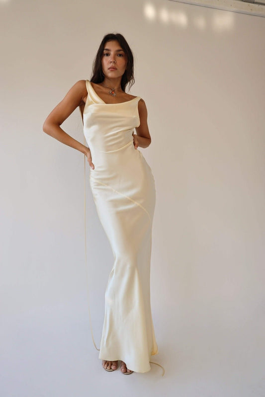 Tamara® | Cowlies Backless Satin Maxi Dress
