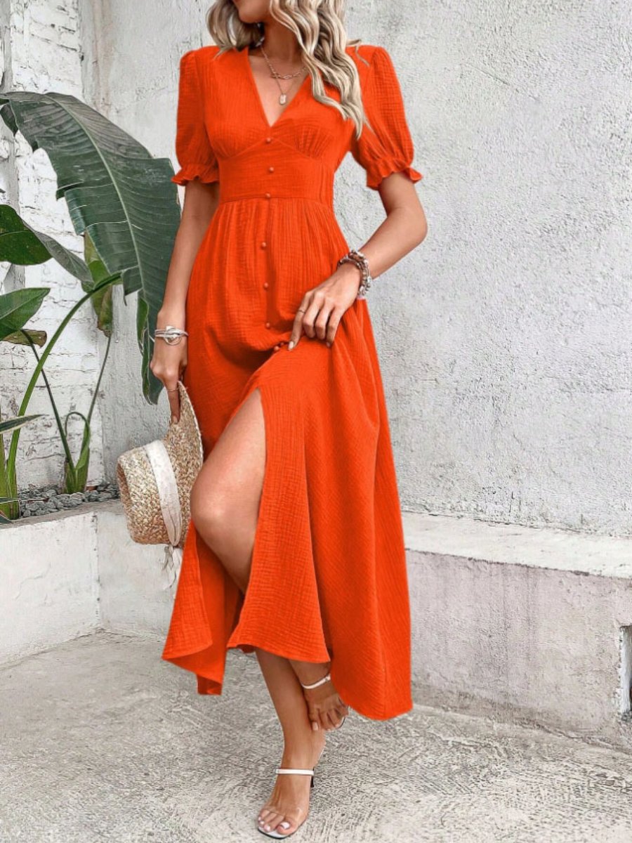 Paige® | Elegant Short-Sleeved V-Neck Dress