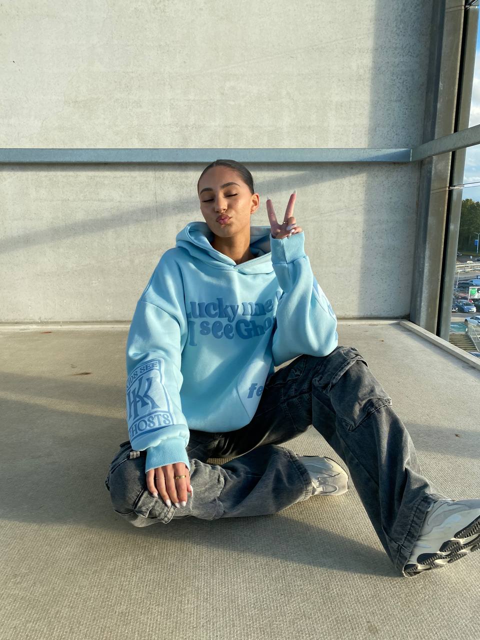 Stella | BABY BLUE GHOST HOODIE IN PREMIUM QUALITY