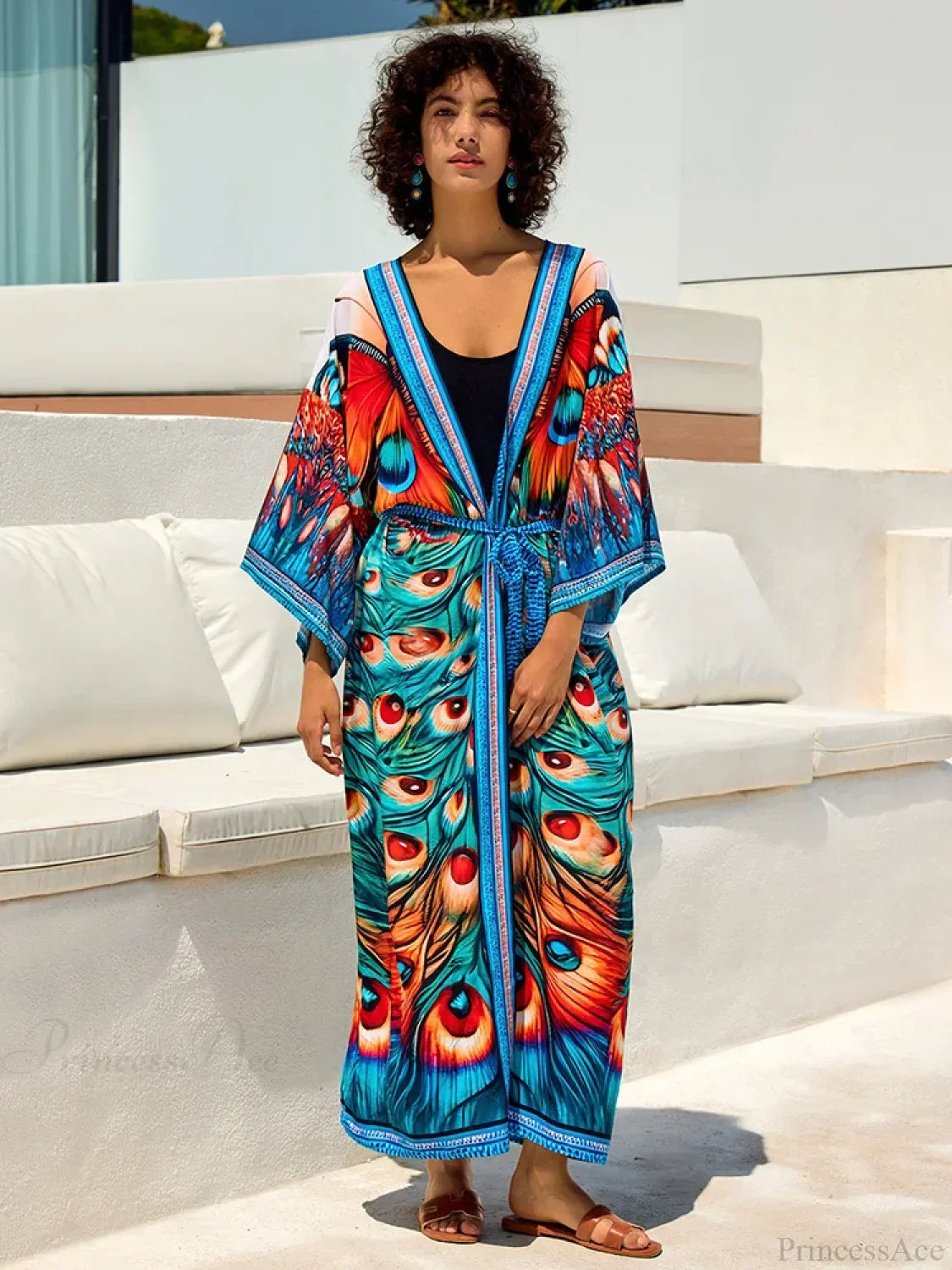 Printed V-Neck Plus Size Cover Up