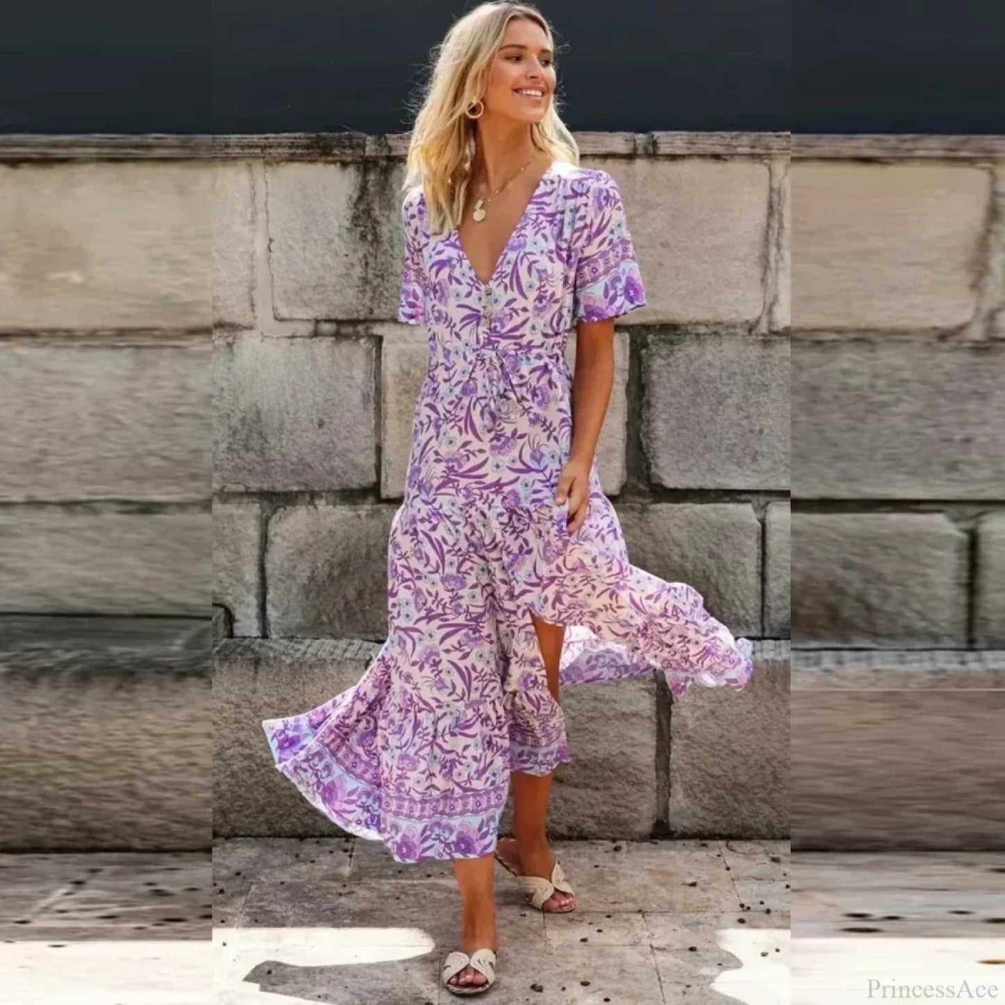 Purple Mini Boho Dress