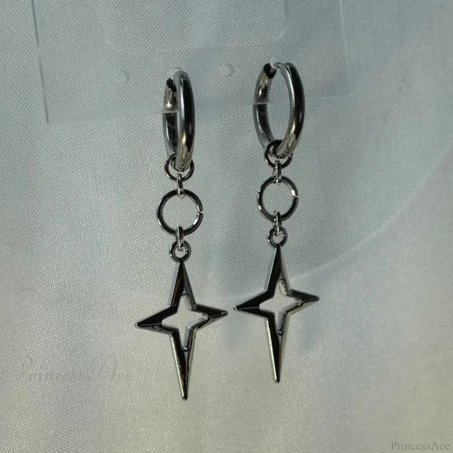Rebel Celestial Cross Silver Empty Heart Earring