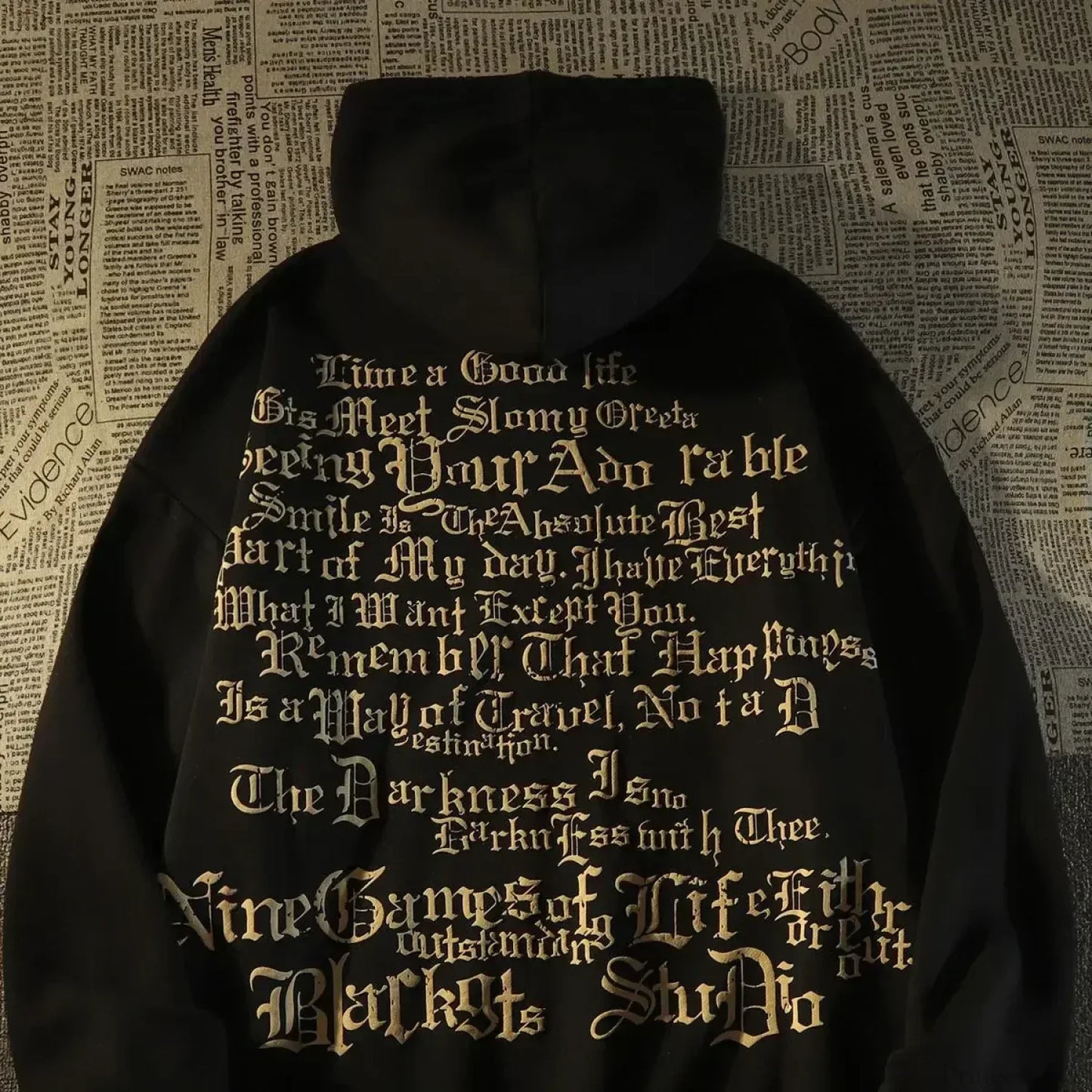 Retro Large Size Gothic Print Hoodie