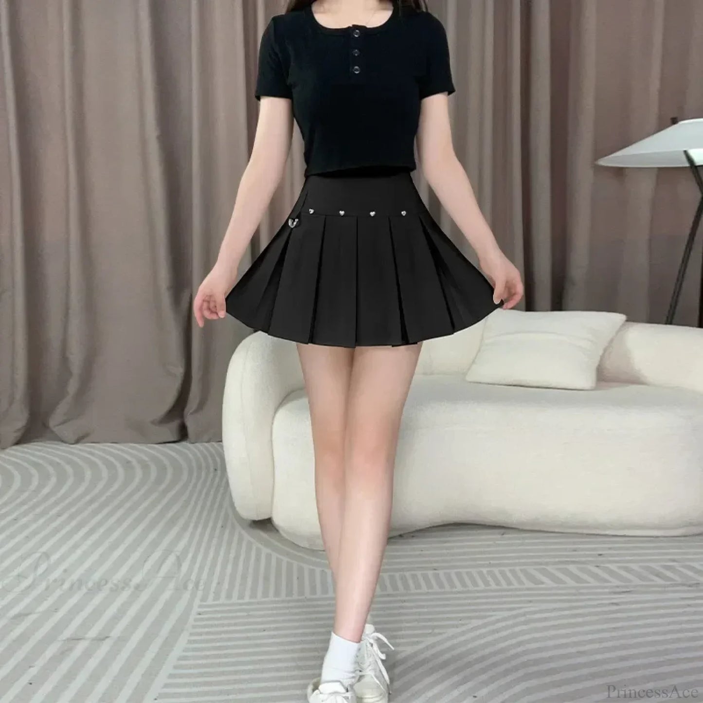 Rivet Pleated A-line Street Skirt
