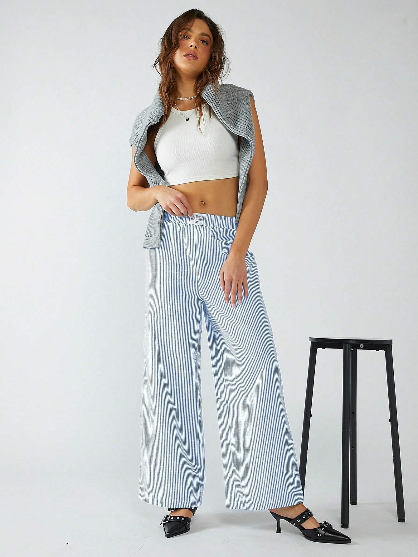 Malena | STRIPED FABRIC TROUSERS