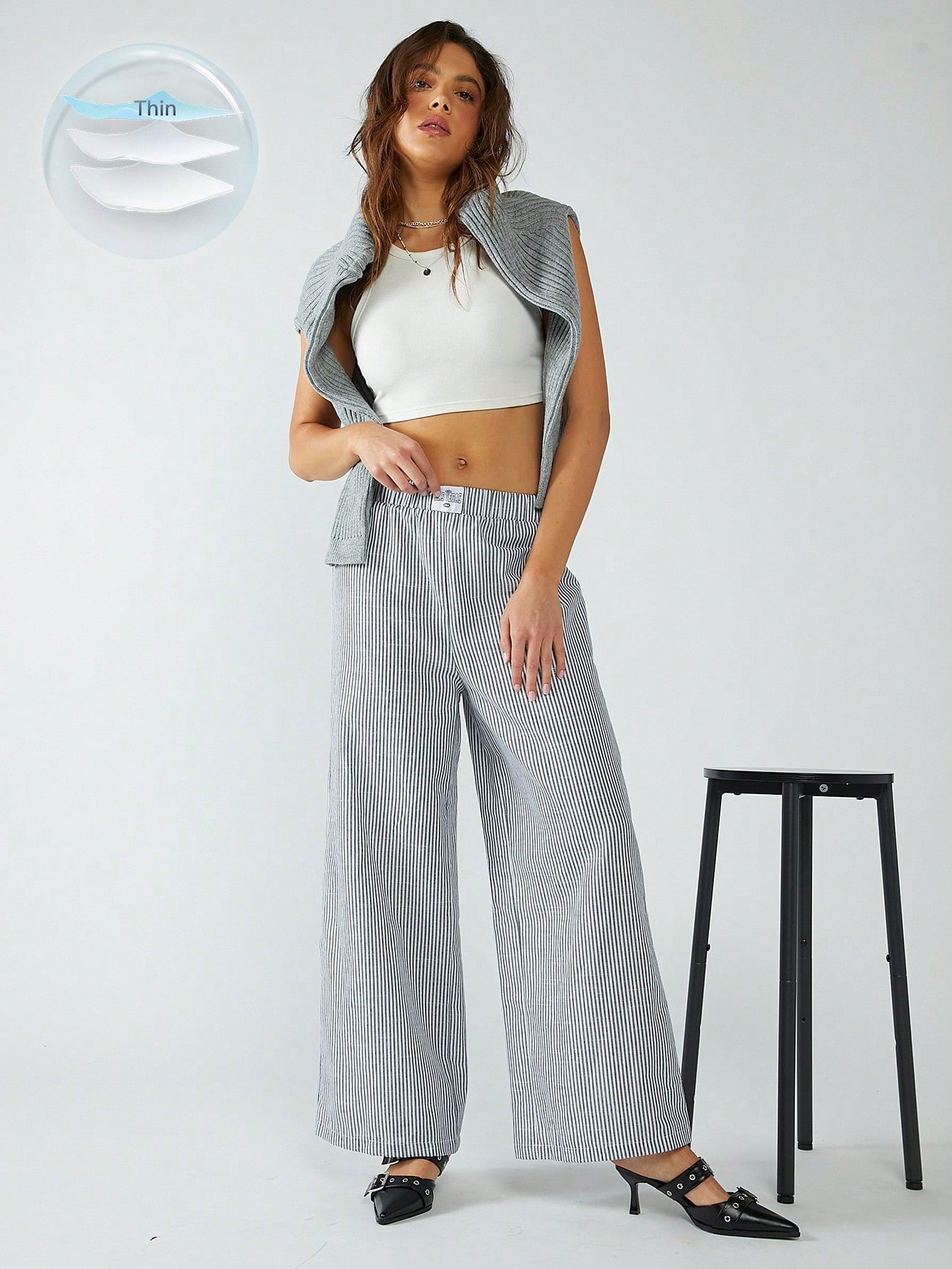 Malena | STRIPED FABRIC TROUSERS