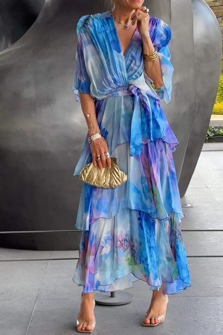 Mikayla® | Long Summer Dress Multicolored Chiffon