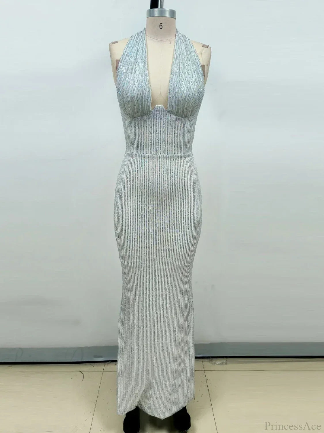 Sexy Halter Deep V Neck Sequins Green Sleeveless Backless Celebrity Party Dress