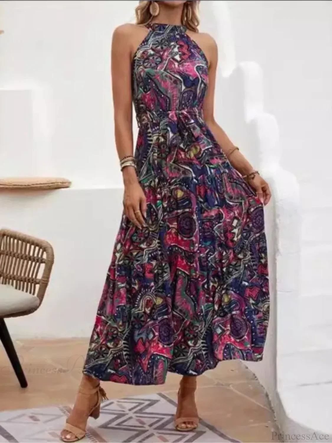 Sexy Vintage Hanging Neck Boho Dress