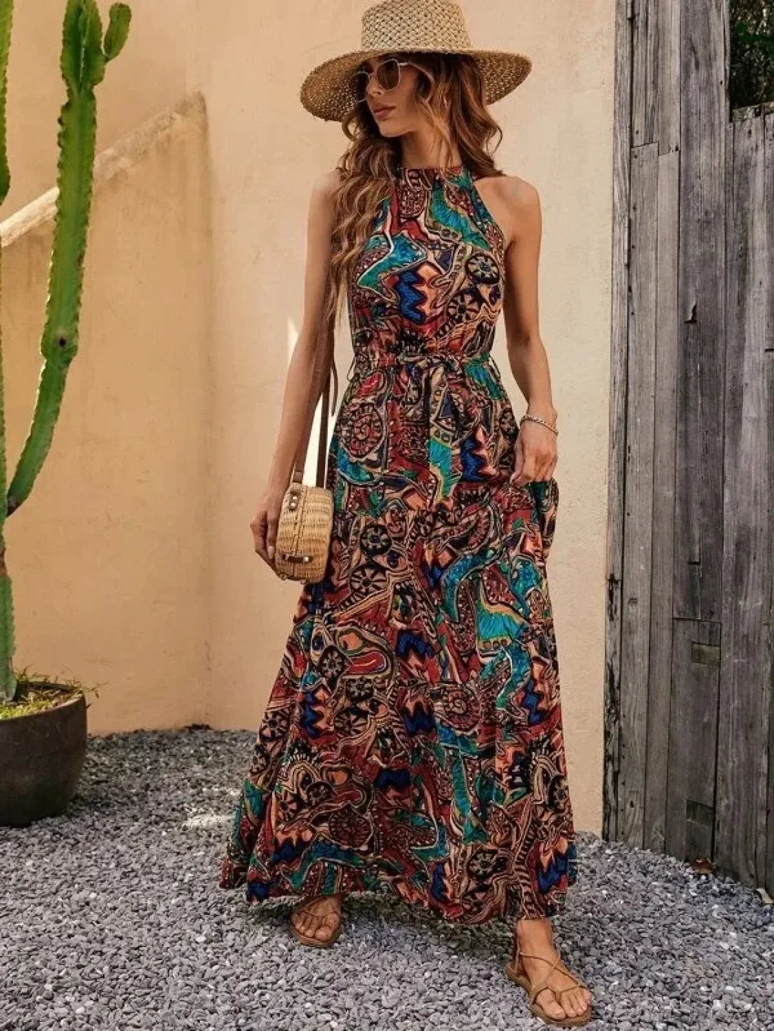 Sexy Vintage Hanging Neck Boho Dress