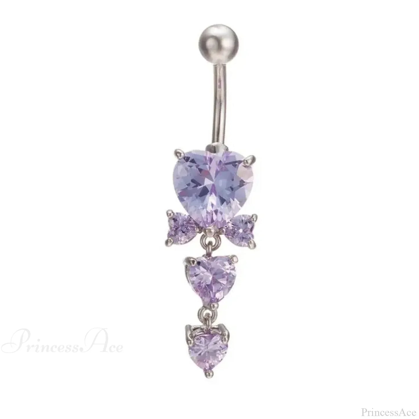 Shiny Crystal Heart Dark Belly Ring