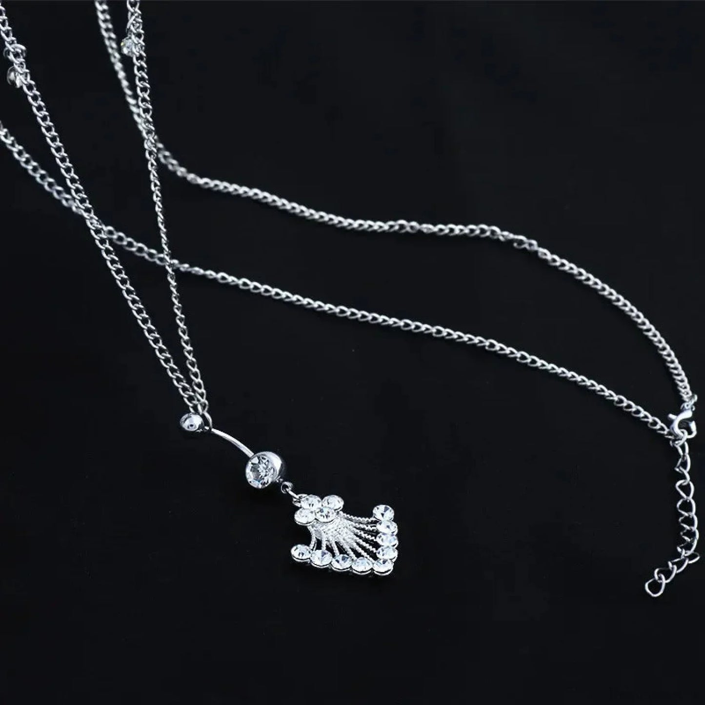 Shiny Metal Chain Dark Belly Ring