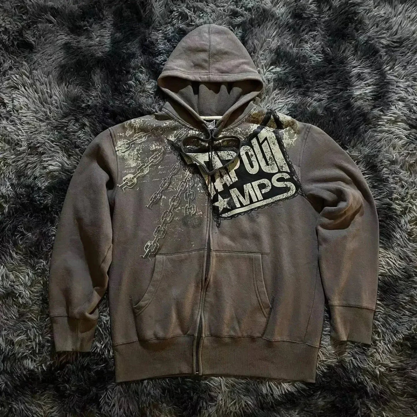 Skull Patchwork Zipper Hoodie
