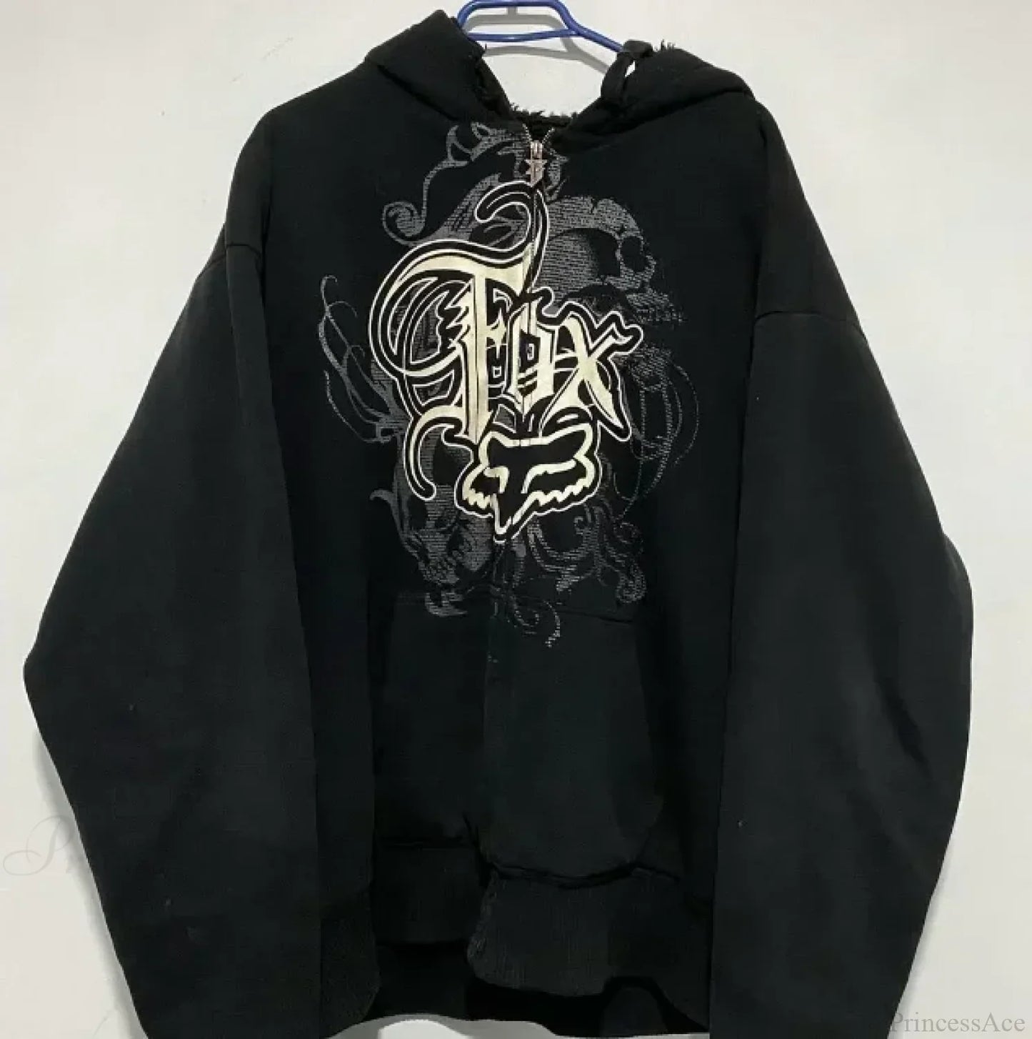 Skull Patchwork Zipper Hoodie