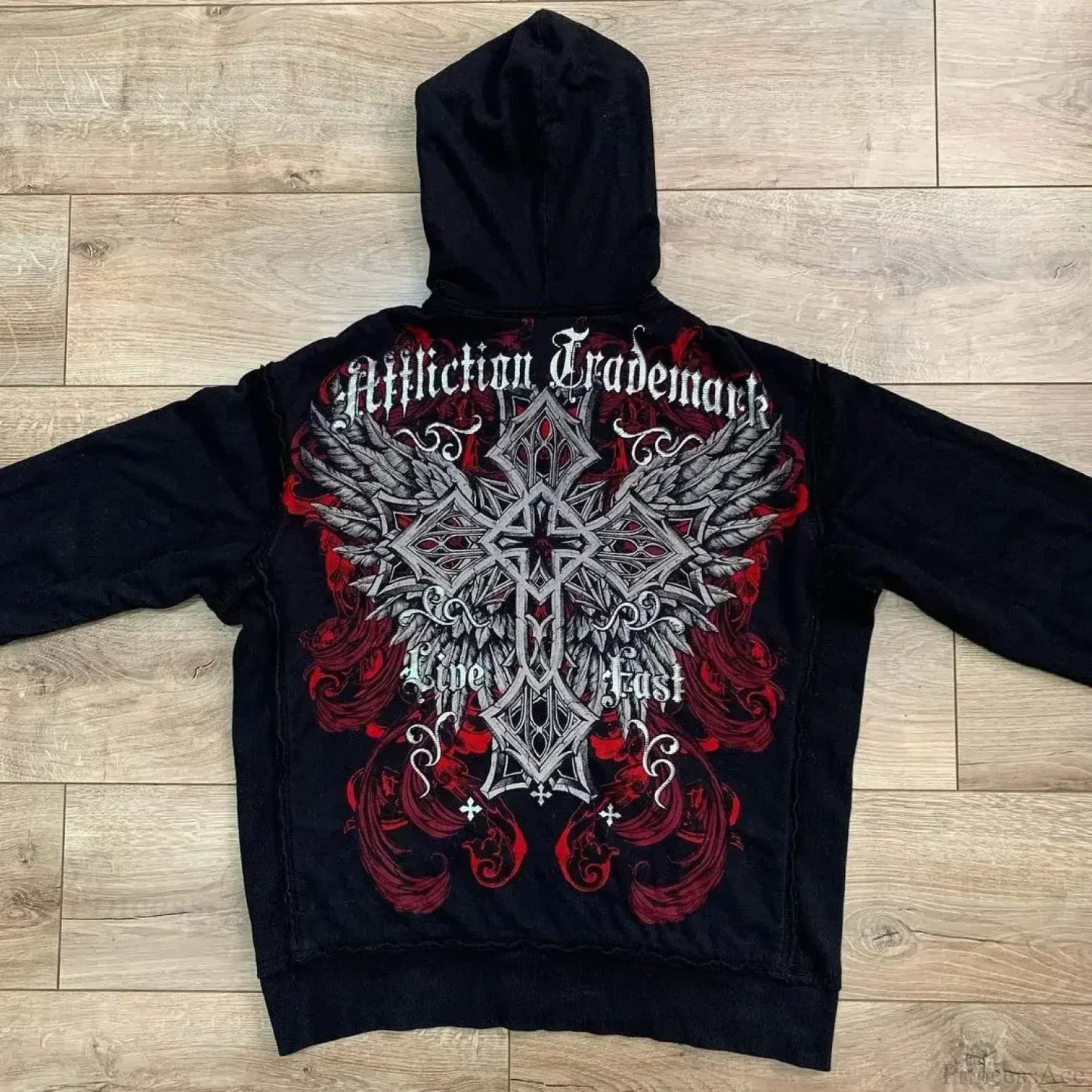 Skull Patchwork Zipper Hoodie