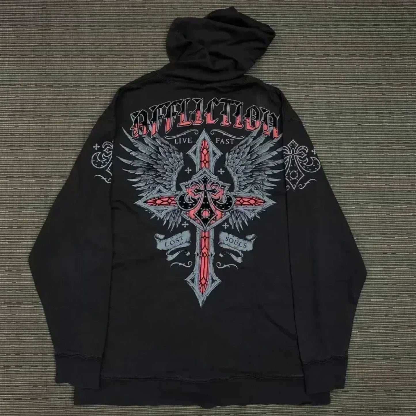 Skull Print Zipper Casual Hoodie
