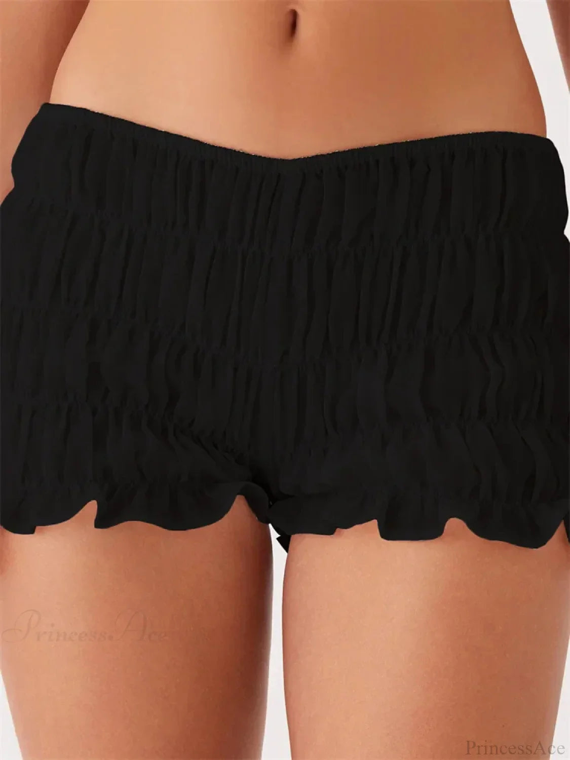 Solid Plaid Ruched Slim Short