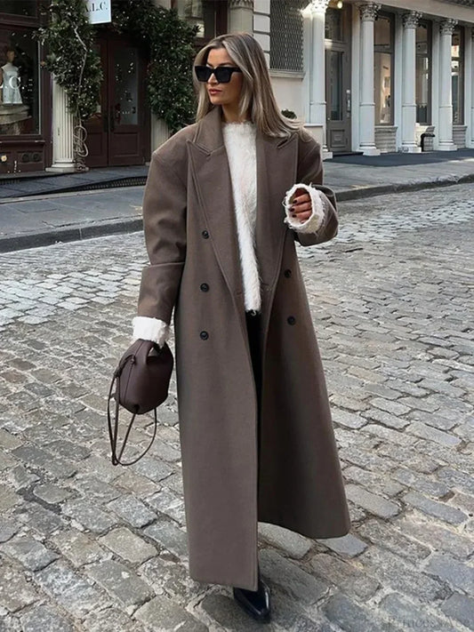 Solid Woolen Lapel Full Sleeve Overcoat