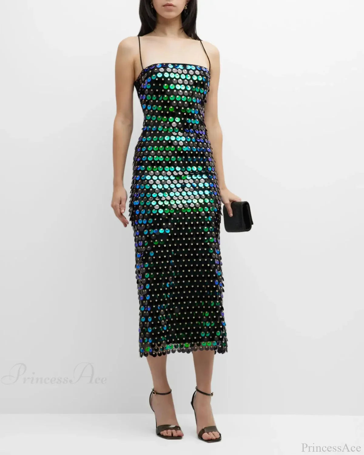 Sparkling Sexy Slim Sequin Dress Spaghetti Strap Sleeveless Sling Party Dress