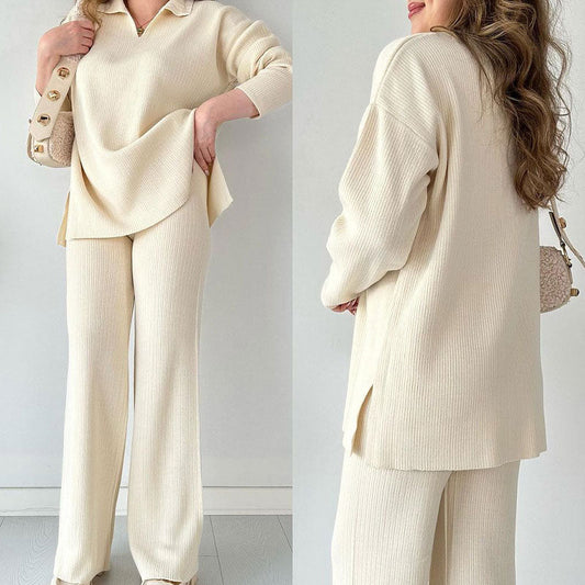 Lina | Casual two-piece suit with a V-neck and slit.