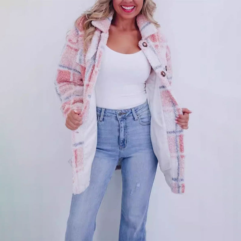 Carina | Checked teddy jacket for women